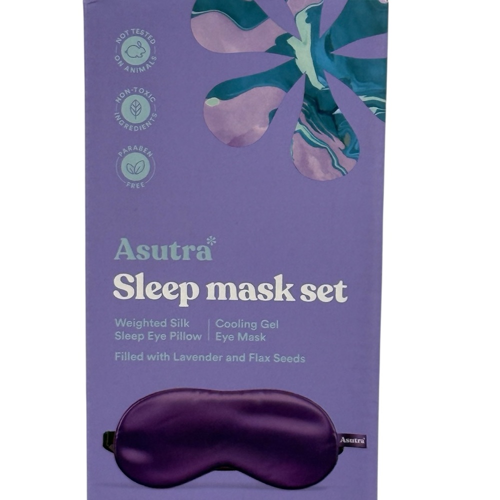 NEW Asutra Purple Silk Sleep Mask Set ~ Cooling Gel Eye Mask